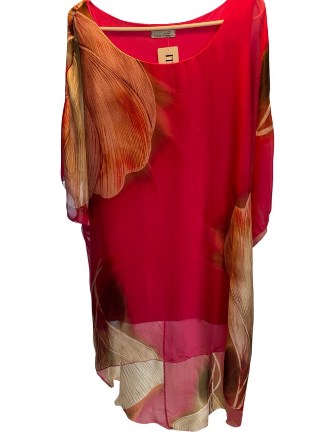 Vestido Seda Color Rosado Floreado