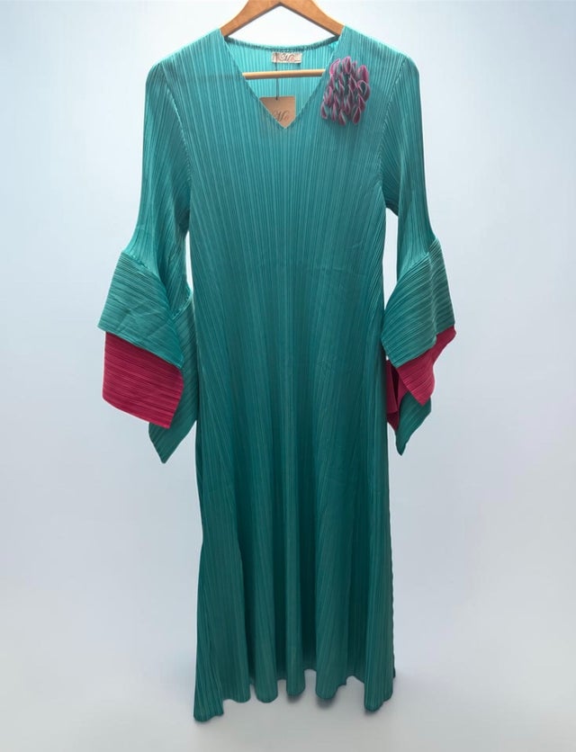 Vestido Manga Larga Turquesa