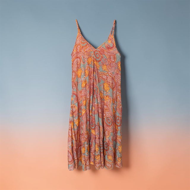 Vestido Largo Indu Naranja Estampado